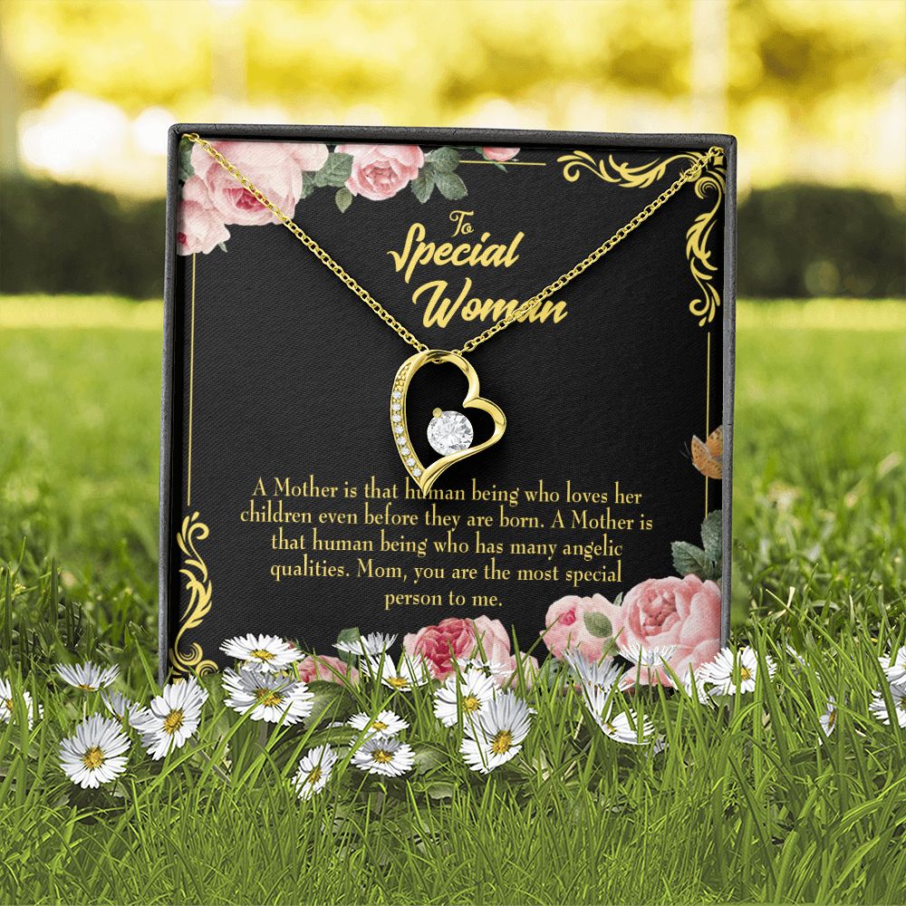 To Mom Mother is Human Forever Necklace w Message Card-Express Your Love Gifts