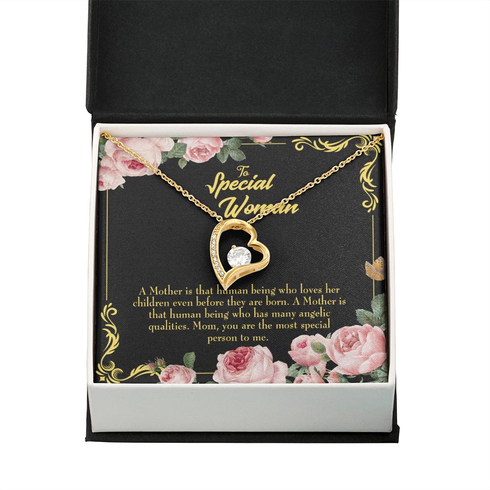 To Mom Mother is Human Forever Necklace w Message Card-Express Your Love Gifts