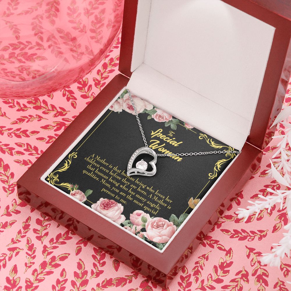 To Mom Mother is Human Forever Necklace w Message Card-Express Your Love Gifts
