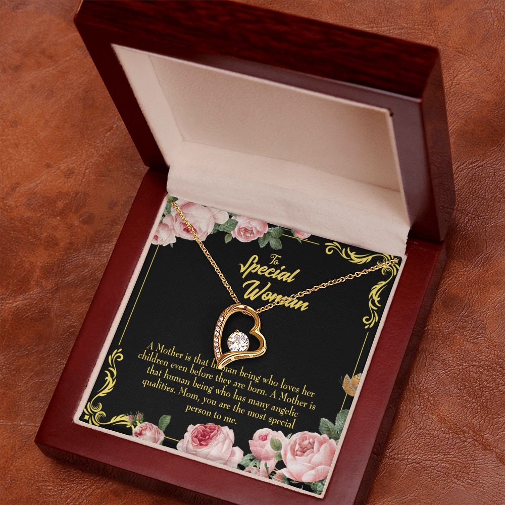 To Mom Mother is Human Forever Necklace w Message Card-Express Your Love Gifts