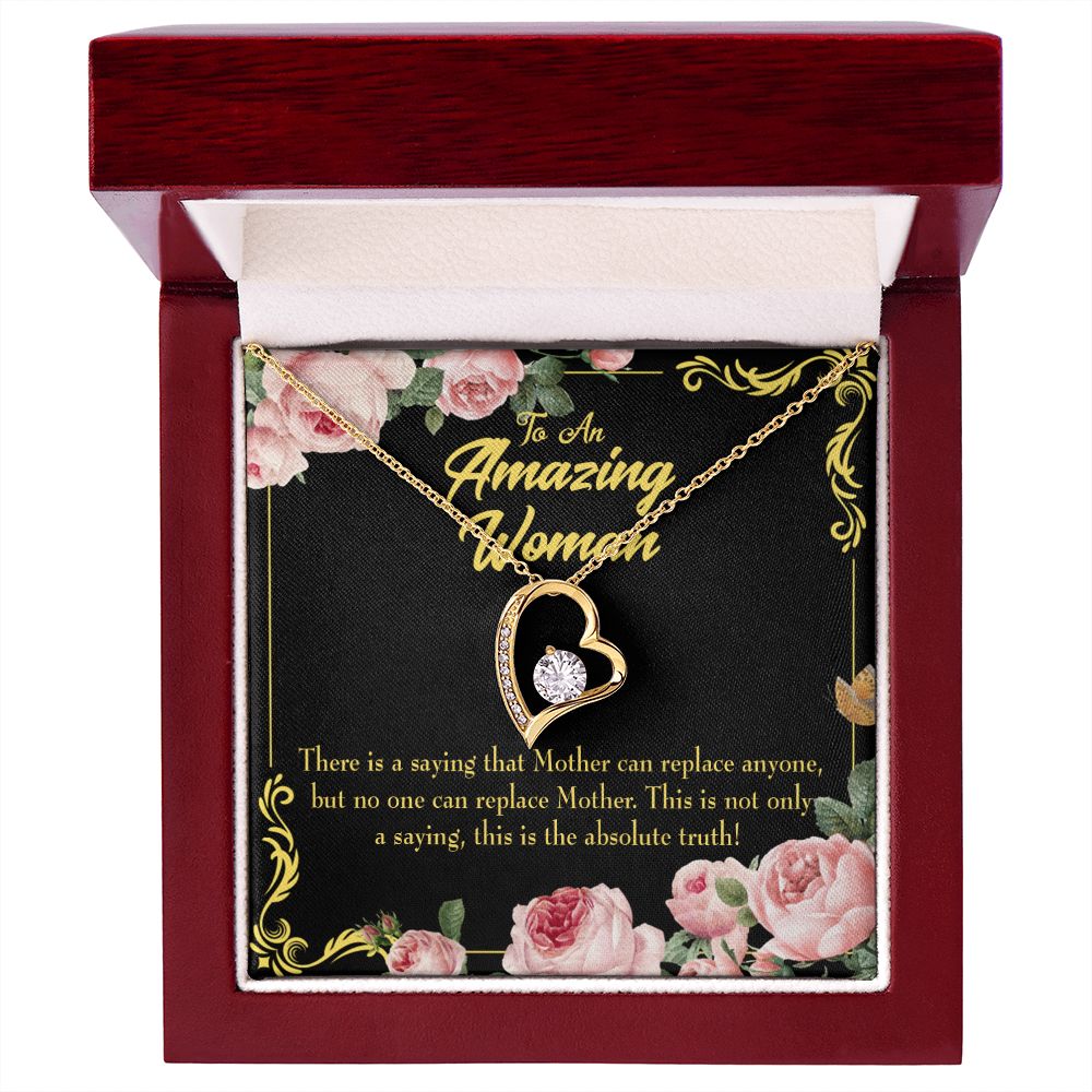 To Mom Mother is Irreplaceable Forever Necklace w Message Card-Express Your Love Gifts