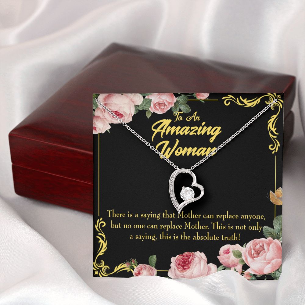 To Mom Mother is Irreplaceable Forever Necklace w Message Card-Express Your Love Gifts