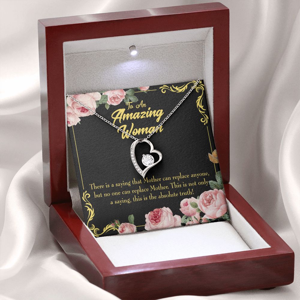 To Mom Mother is Irreplaceable Forever Necklace w Message Card-Express Your Love Gifts