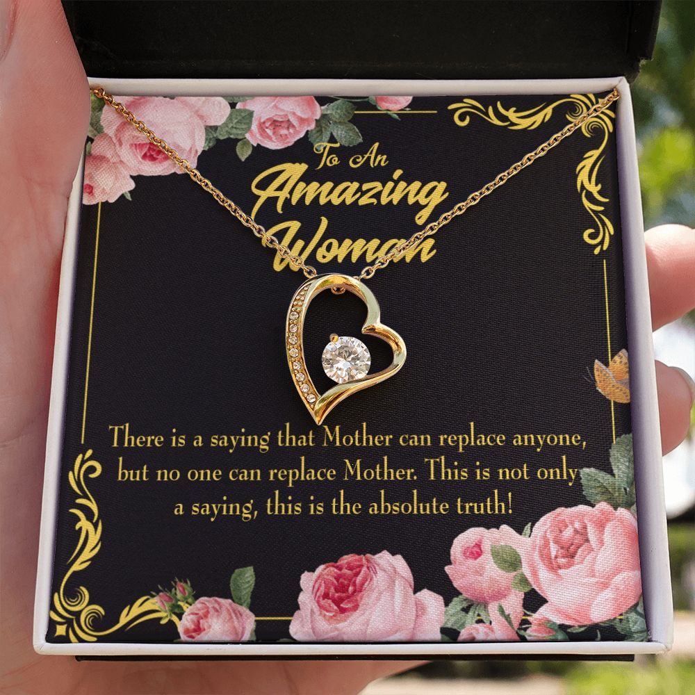 To Mom Mother is Irreplaceable Forever Necklace w Message Card-Express Your Love Gifts