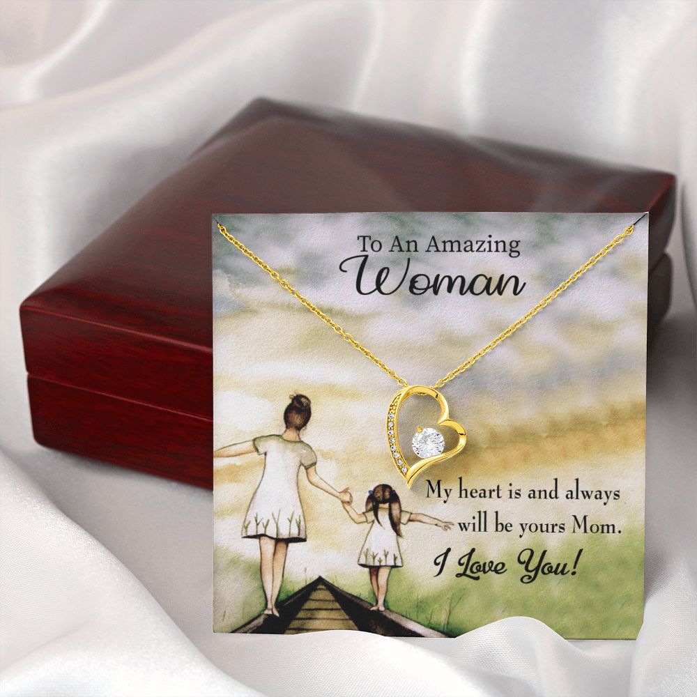 To Mom My Heart is Always Yours Forever Necklace w Message Card-Express Your Love Gifts