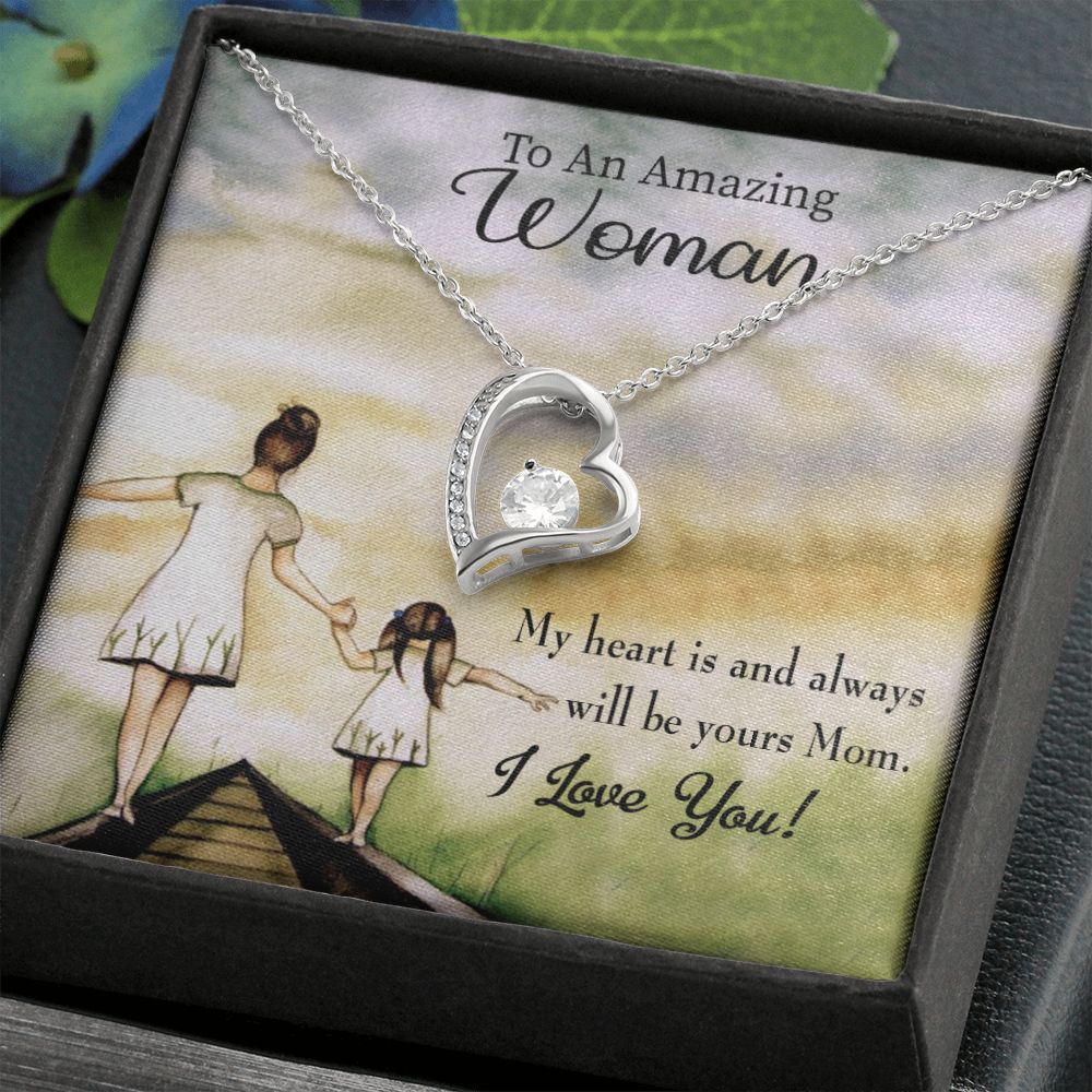 To Mom My Heart is Always Yours Forever Necklace w Message Card-Express Your Love Gifts