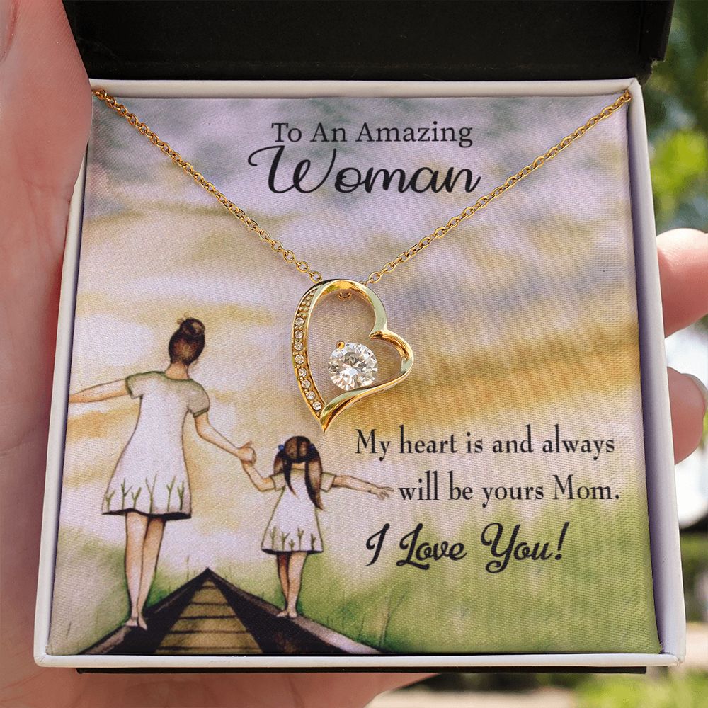 To Mom My Heart is Always Yours Forever Necklace w Message Card-Express Your Love Gifts