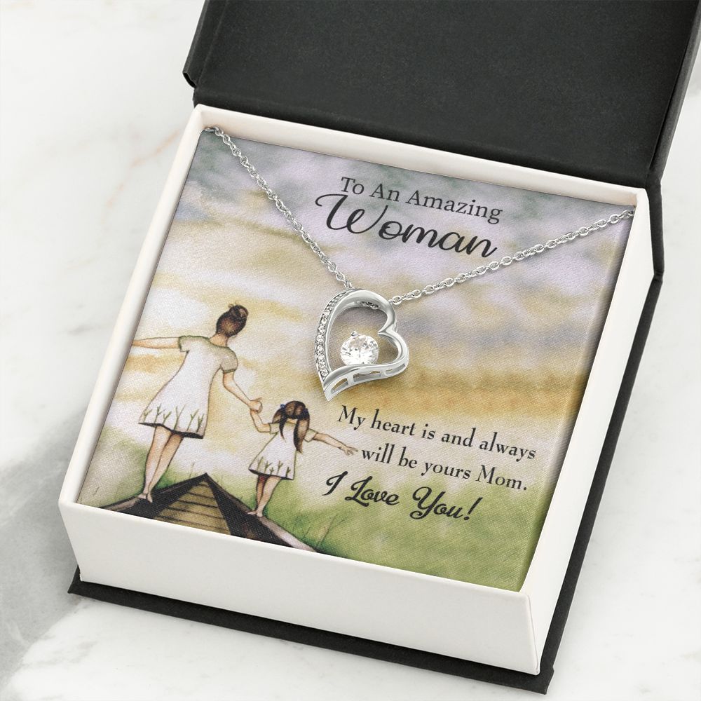 To Mom My Heart is Always Yours Forever Necklace w Message Card-Express Your Love Gifts