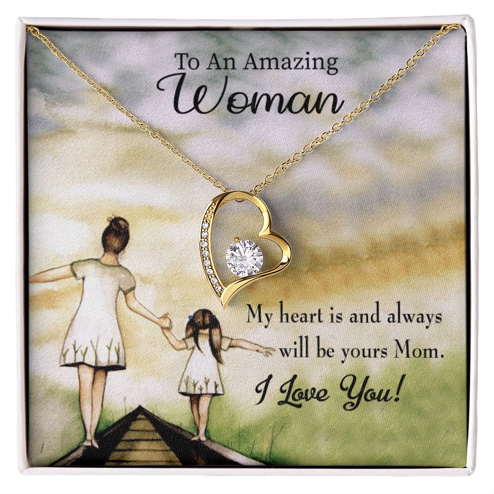 To Mom My Heart is Always Yours Forever Necklace w Message Card-Express Your Love Gifts