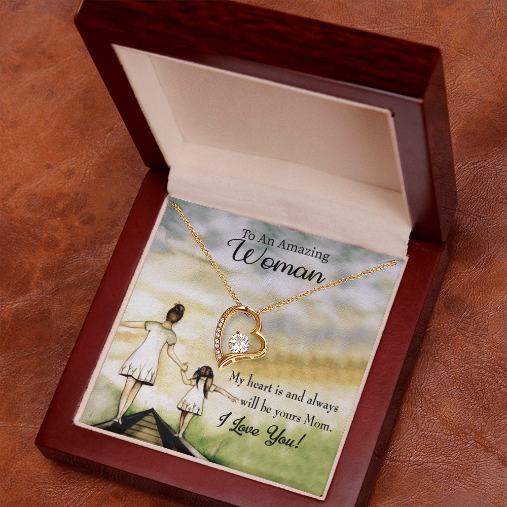 To Mom My Heart is Always Yours Forever Necklace w Message Card-Express Your Love Gifts