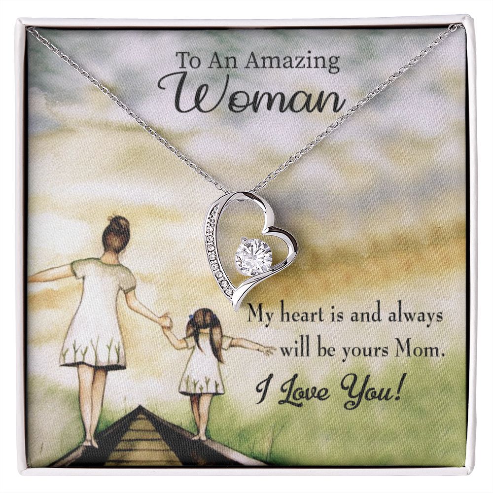 To Mom My Heart is Yours Forever Necklace w Message Card-Express Your Love Gifts