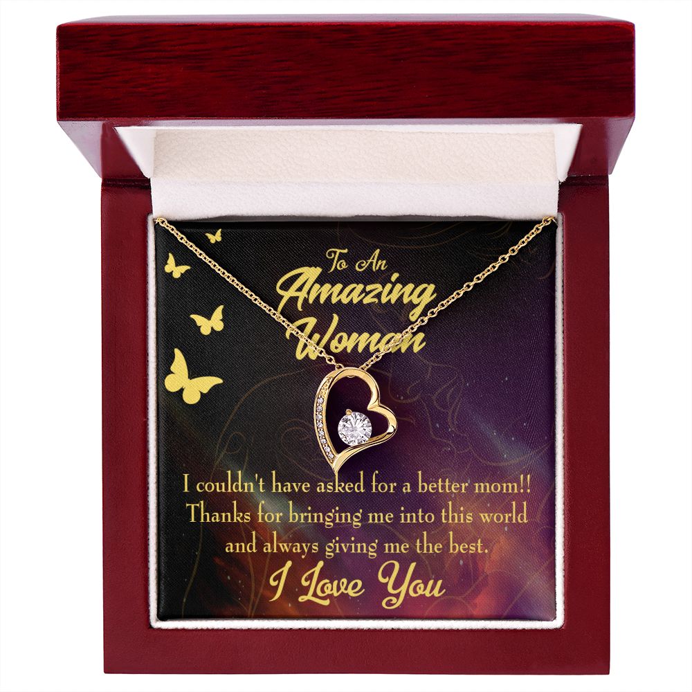 To Mom No Better Mom Forever Necklace w Message Card-Express Your Love Gifts