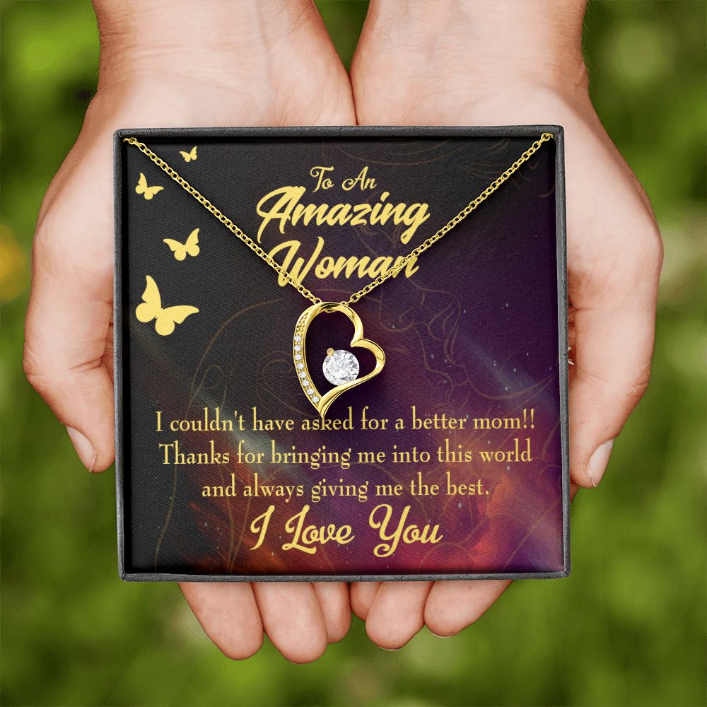 To Mom No Better Mom Forever Necklace w Message Card-Express Your Love Gifts