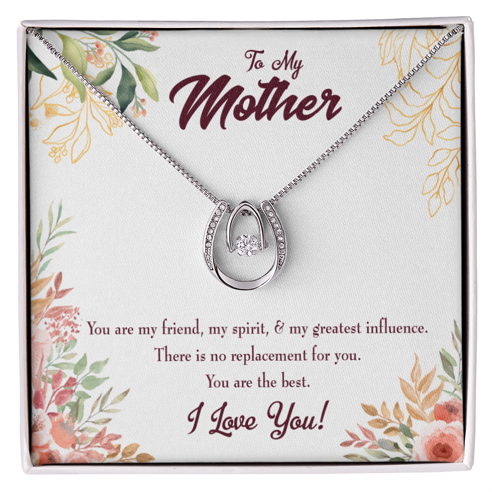 To Mom No Replacement Lucky Horseshoe Necklace Message Card 14k w CZ Crystals-Express Your Love Gifts