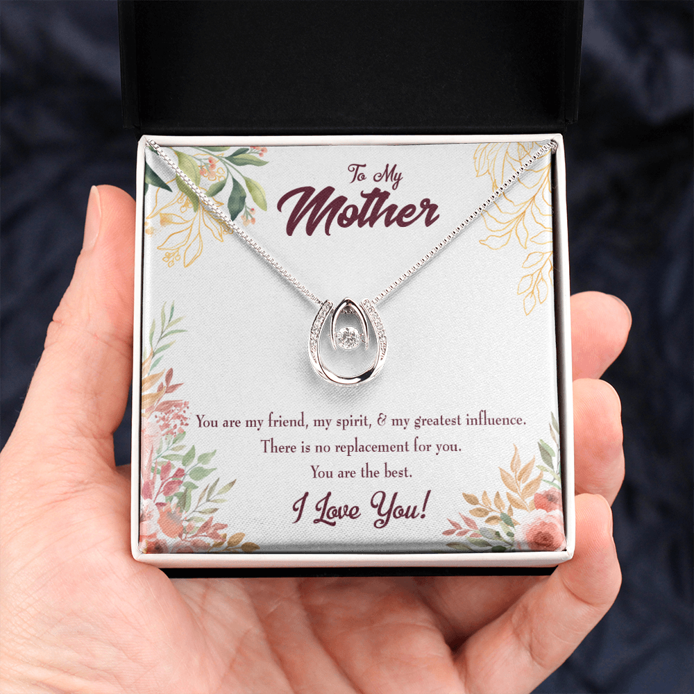 To Mom No Replacement Lucky Horseshoe Necklace Message Card 14k w CZ Crystals-Express Your Love Gifts