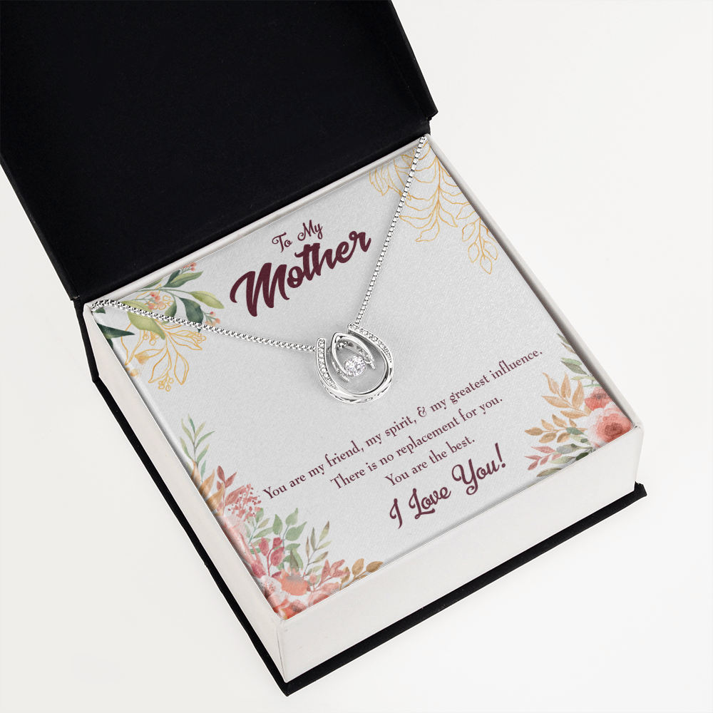 To Mom No Replacement Lucky Horseshoe Necklace Message Card 14k w CZ Crystals-Express Your Love Gifts