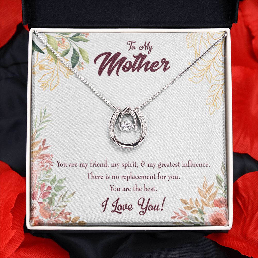 To Mom No Replacement Lucky Horseshoe Necklace Message Card 14k w CZ Crystals-Express Your Love Gifts