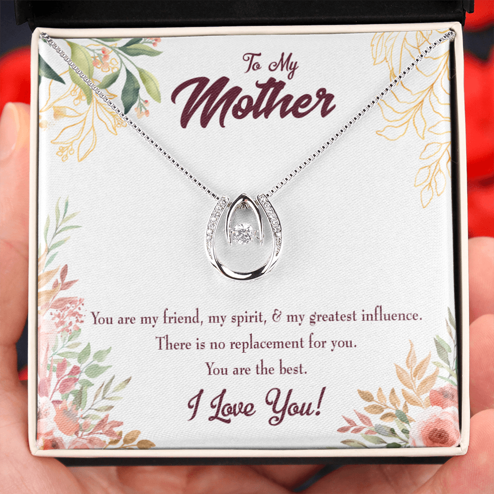 To Mom No Replacement Lucky Horseshoe Necklace Message Card 14k w CZ Crystals-Express Your Love Gifts