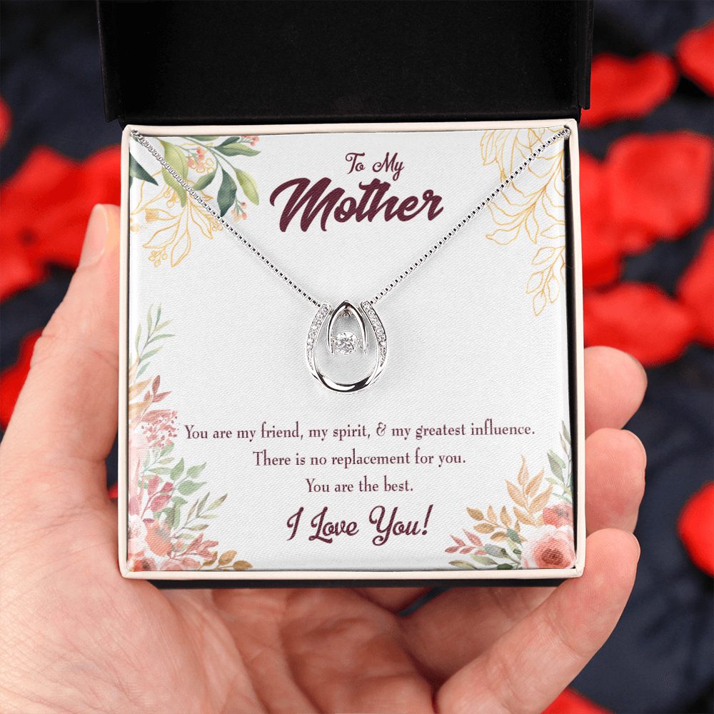 To Mom No Replacement Lucky Horseshoe Necklace Message Card 14k w CZ Crystals-Express Your Love Gifts