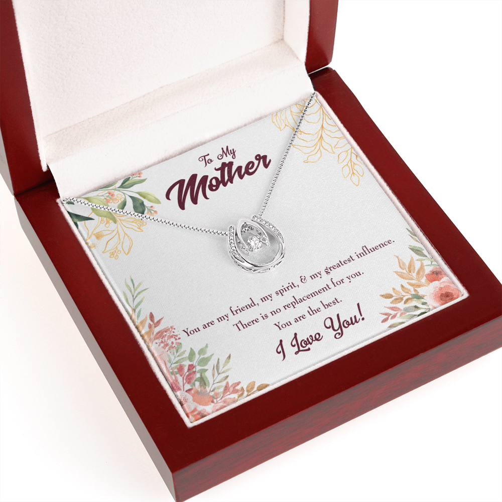 To Mom No Replacement Lucky Horseshoe Necklace Message Card 14k w CZ Crystals-Express Your Love Gifts