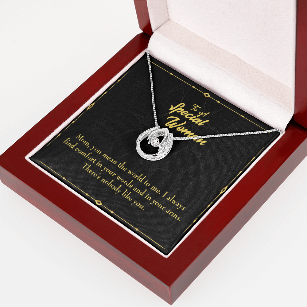 To Mom Nobody Like You Lucky Horseshoe Necklace Message Card 14k w CZ Crystals-Express Your Love Gifts