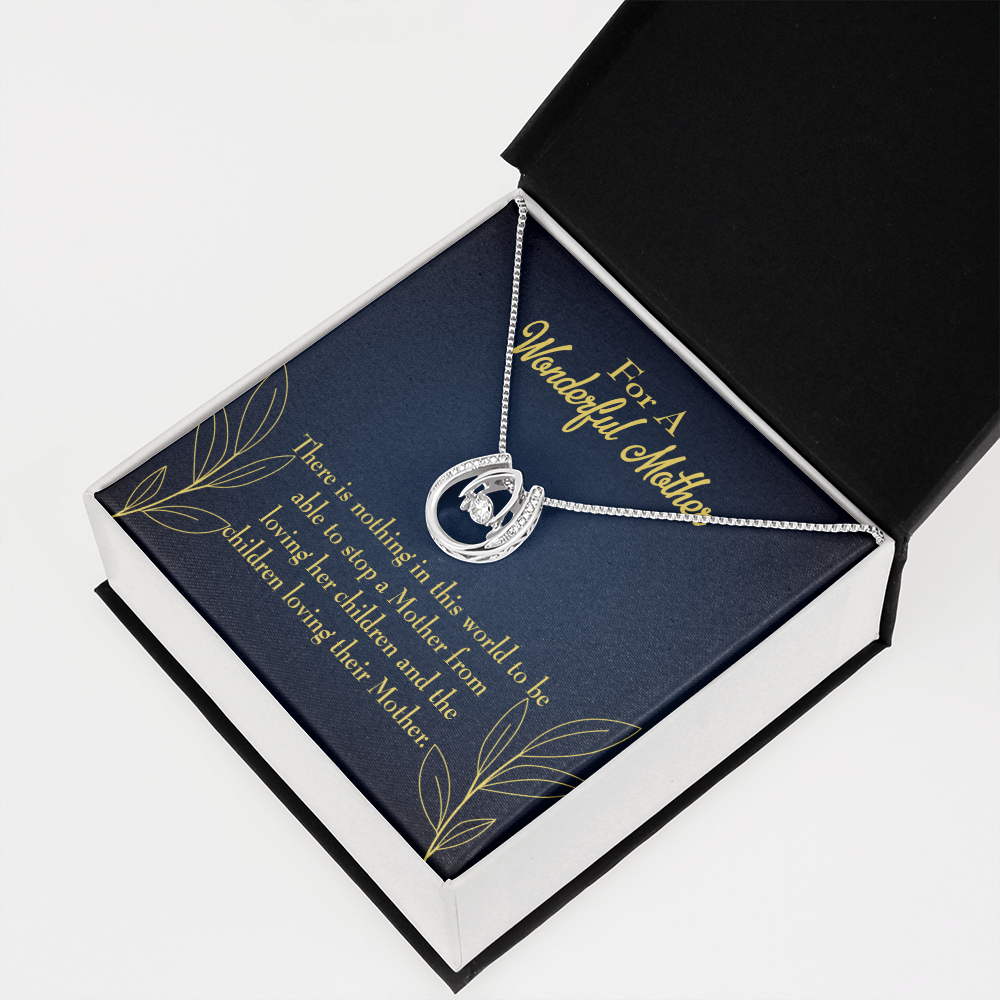 To Mom Nothing in this World Lucky Horseshoe Necklace Message Card 14k w CZ Crystals-Express Your Love Gifts