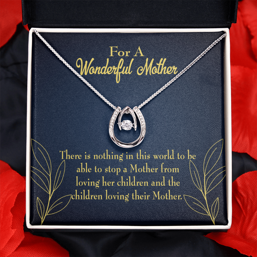 To Mom Nothing in this World Lucky Horseshoe Necklace Message Card 14k w CZ Crystals-Express Your Love Gifts