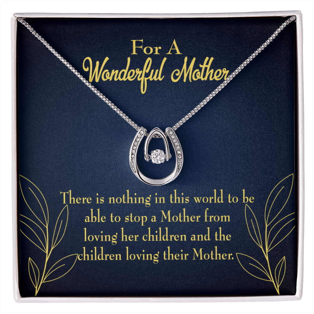 To Mom Nothing in this World Lucky Horseshoe Necklace Message Card 14k w CZ Crystals-Express Your Love Gifts