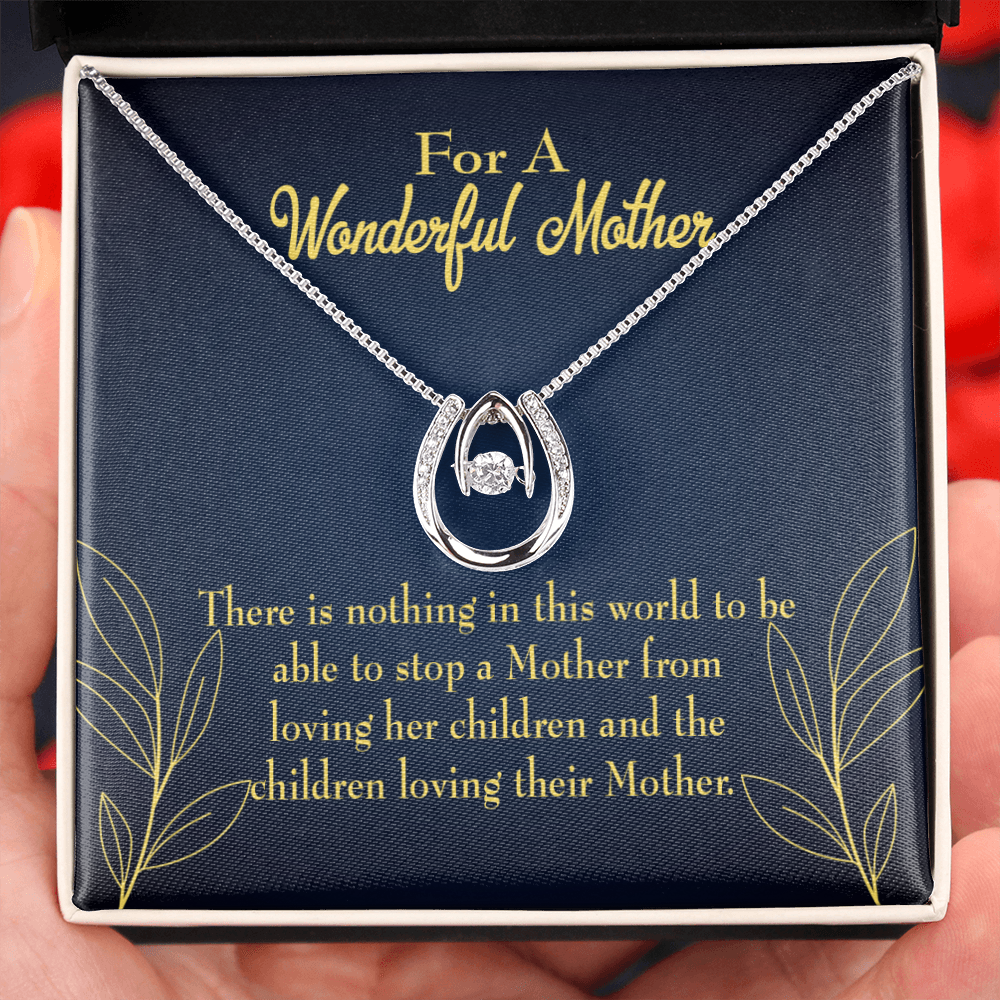 To Mom Nothing in this World Lucky Horseshoe Necklace Message Card 14k w CZ Crystals-Express Your Love Gifts