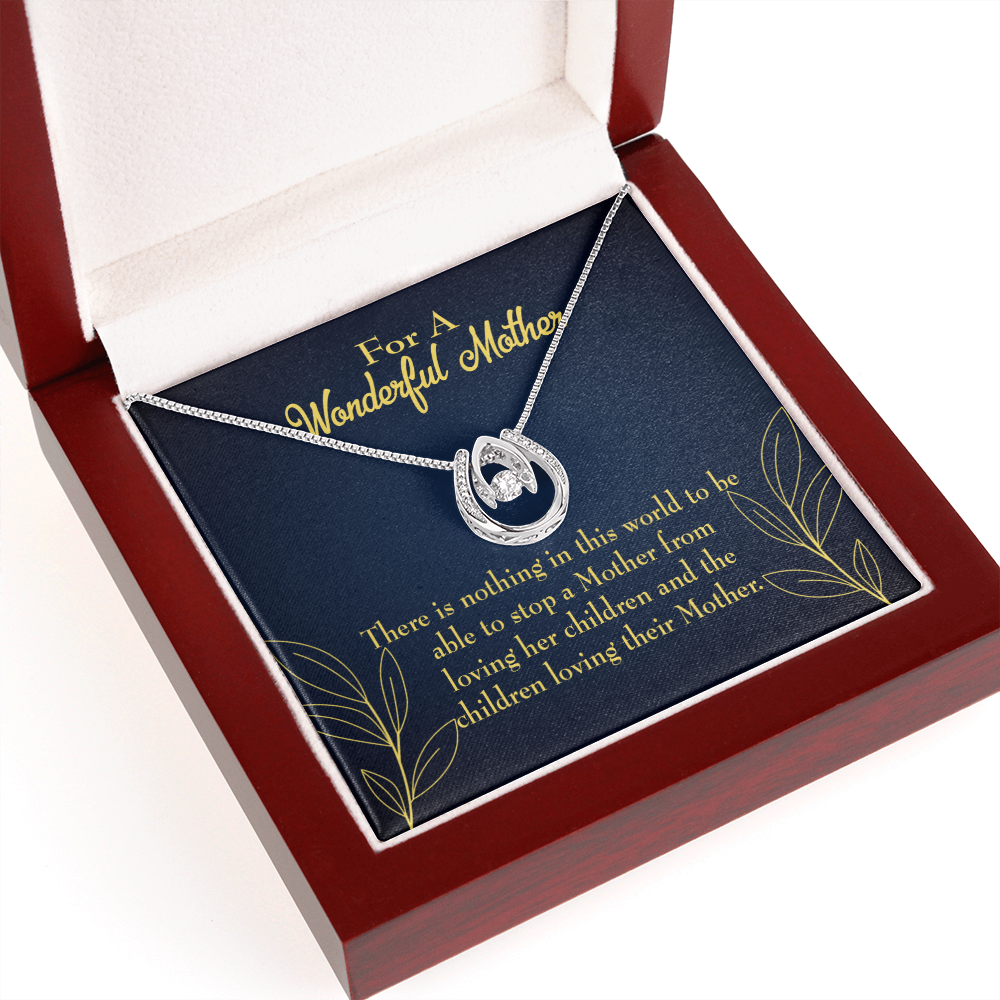 To Mom Nothing in this World Lucky Horseshoe Necklace Message Card 14k w CZ Crystals-Express Your Love Gifts