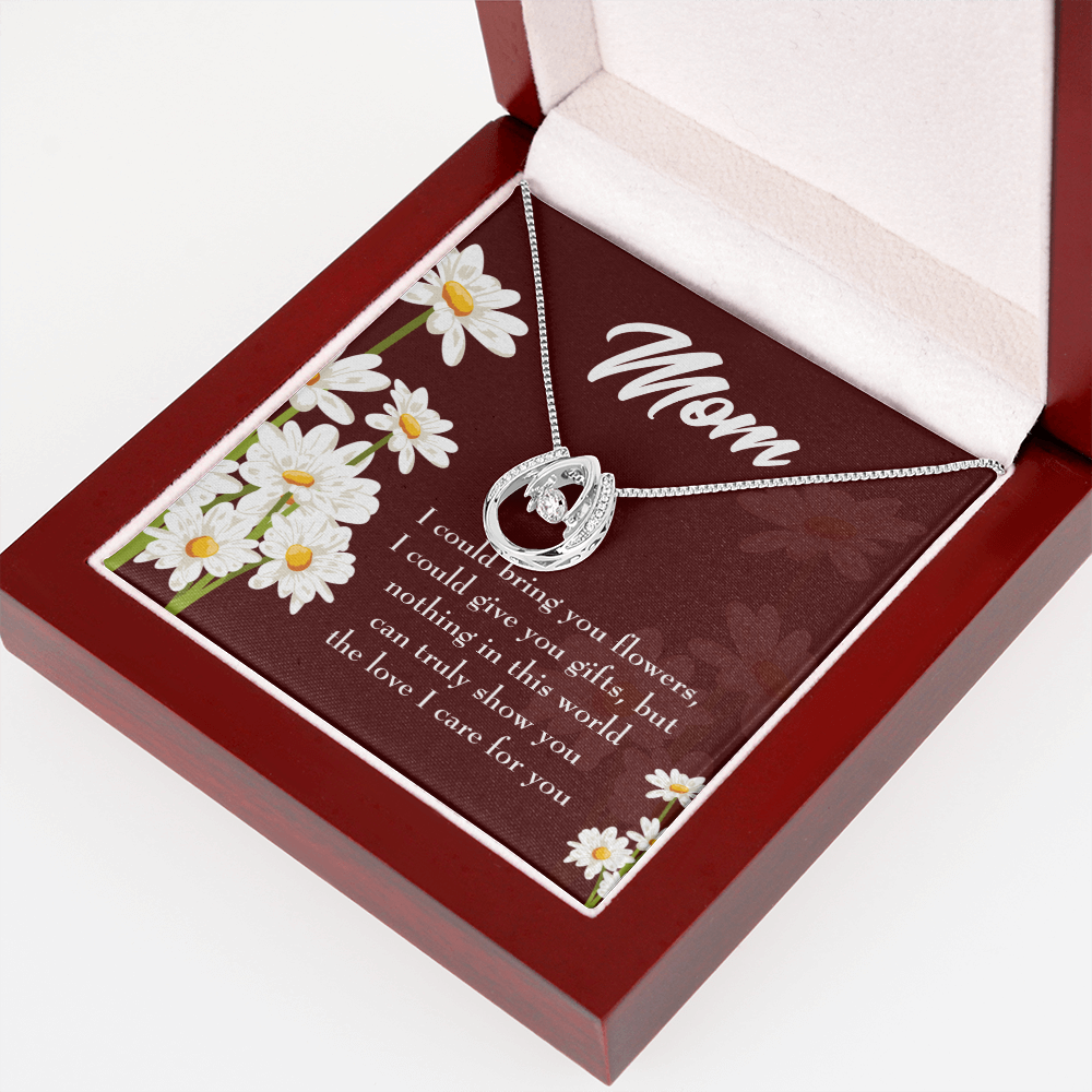 To Mom Nothing in World Lucky Horseshoe Necklace Message Card 14k w CZ Crystals-Express Your Love Gifts