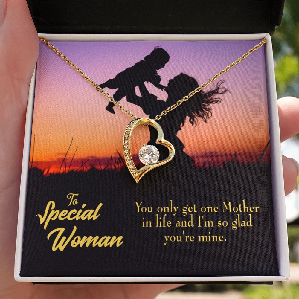 To Mom Only One Mother Forever Necklace w Message Card-Express Your Love Gifts