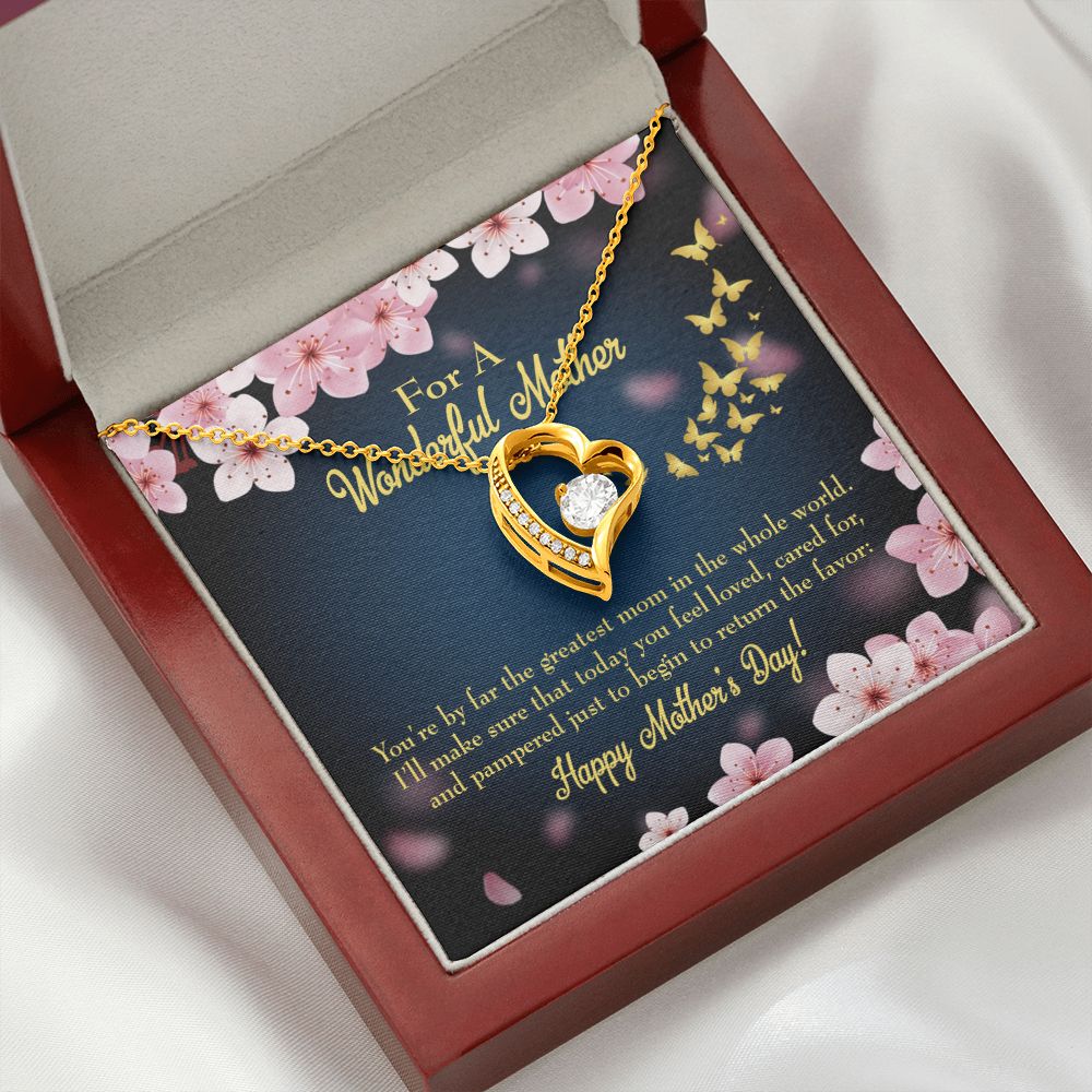 To Mom Pampered Forever Necklace w Message Card-Express Your Love Gifts