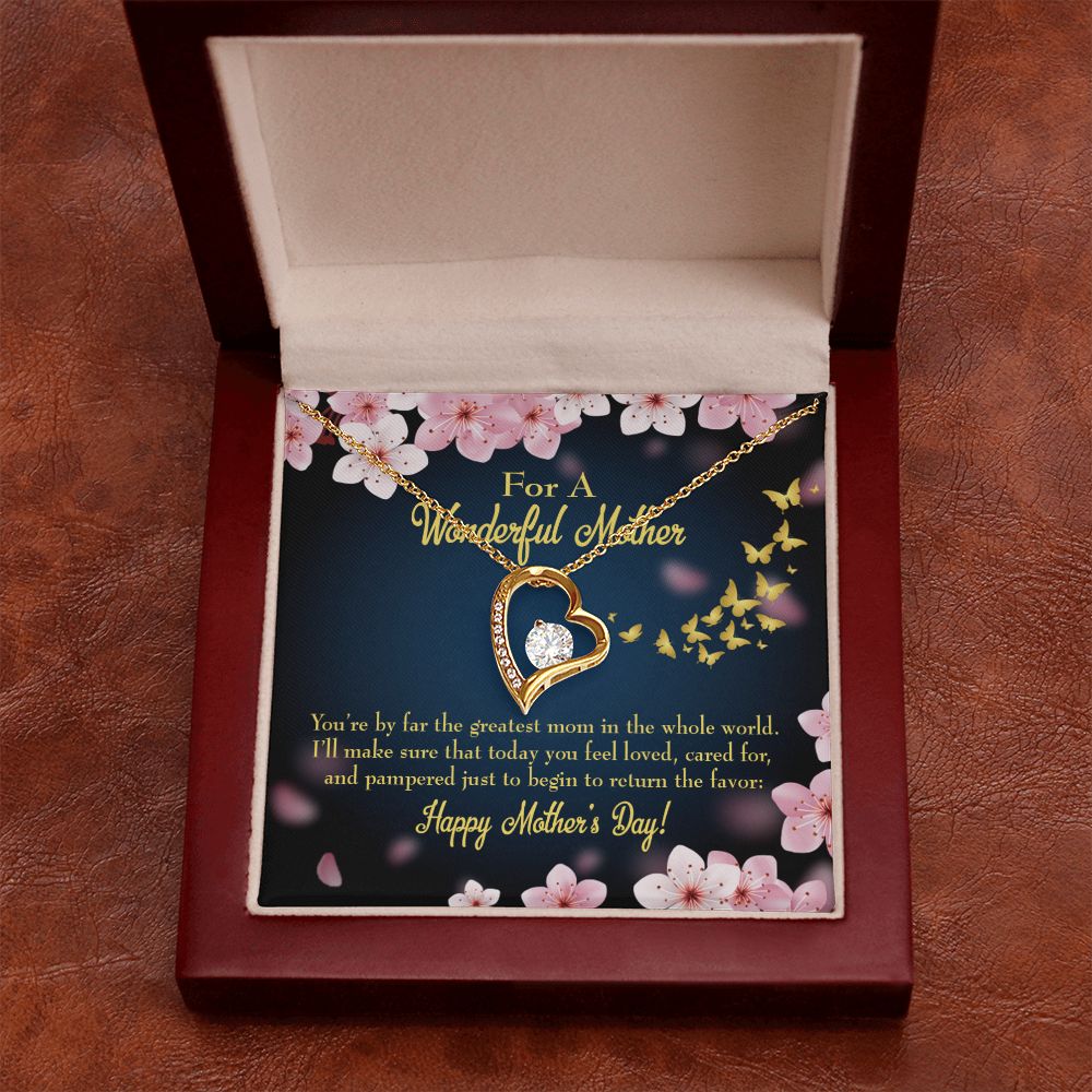 To Mom Pampered Forever Necklace w Message Card-Express Your Love Gifts