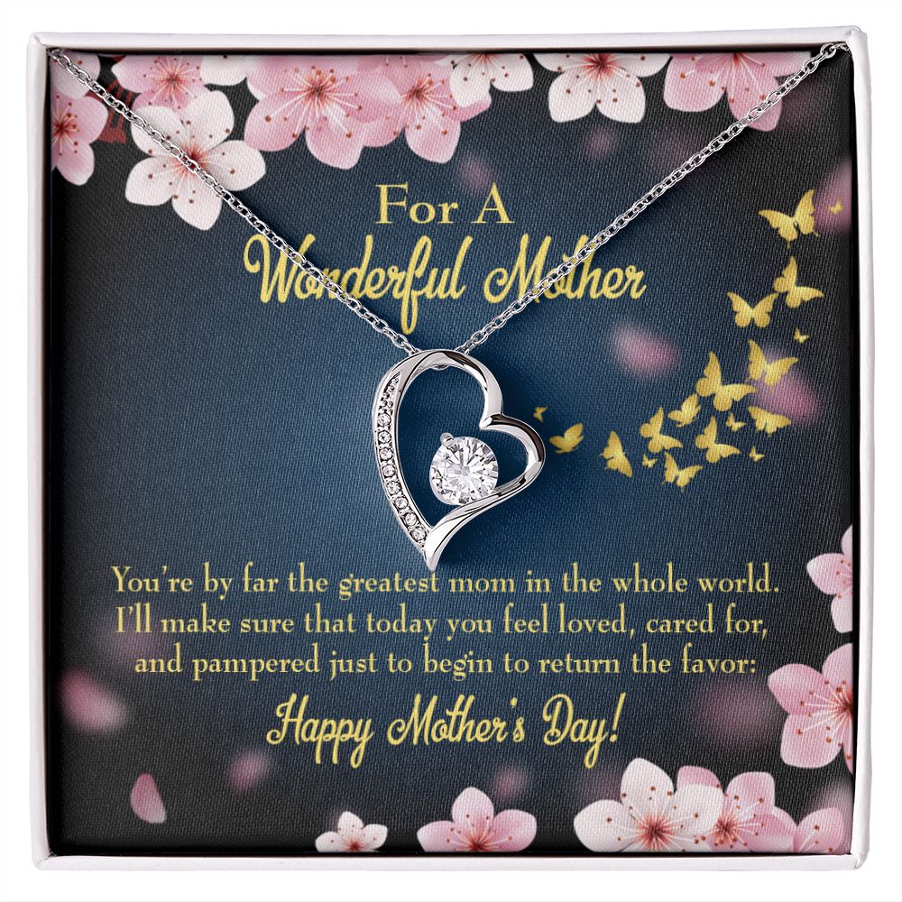 To Mom Pampered Forever Necklace w Message Card-Express Your Love Gifts