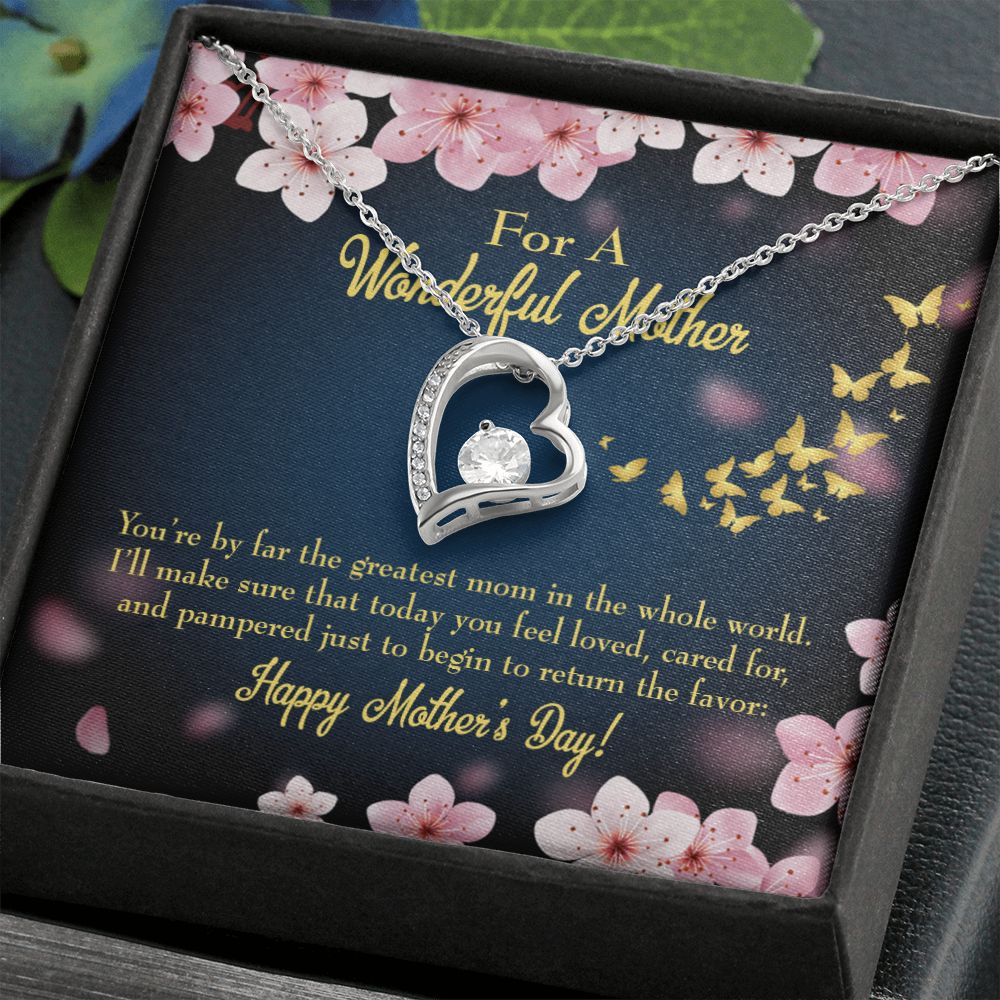 To Mom Pampered Forever Necklace w Message Card-Express Your Love Gifts