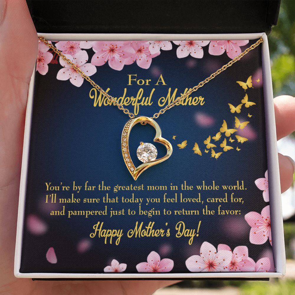 To Mom Pampered Forever Necklace w Message Card-Express Your Love Gifts