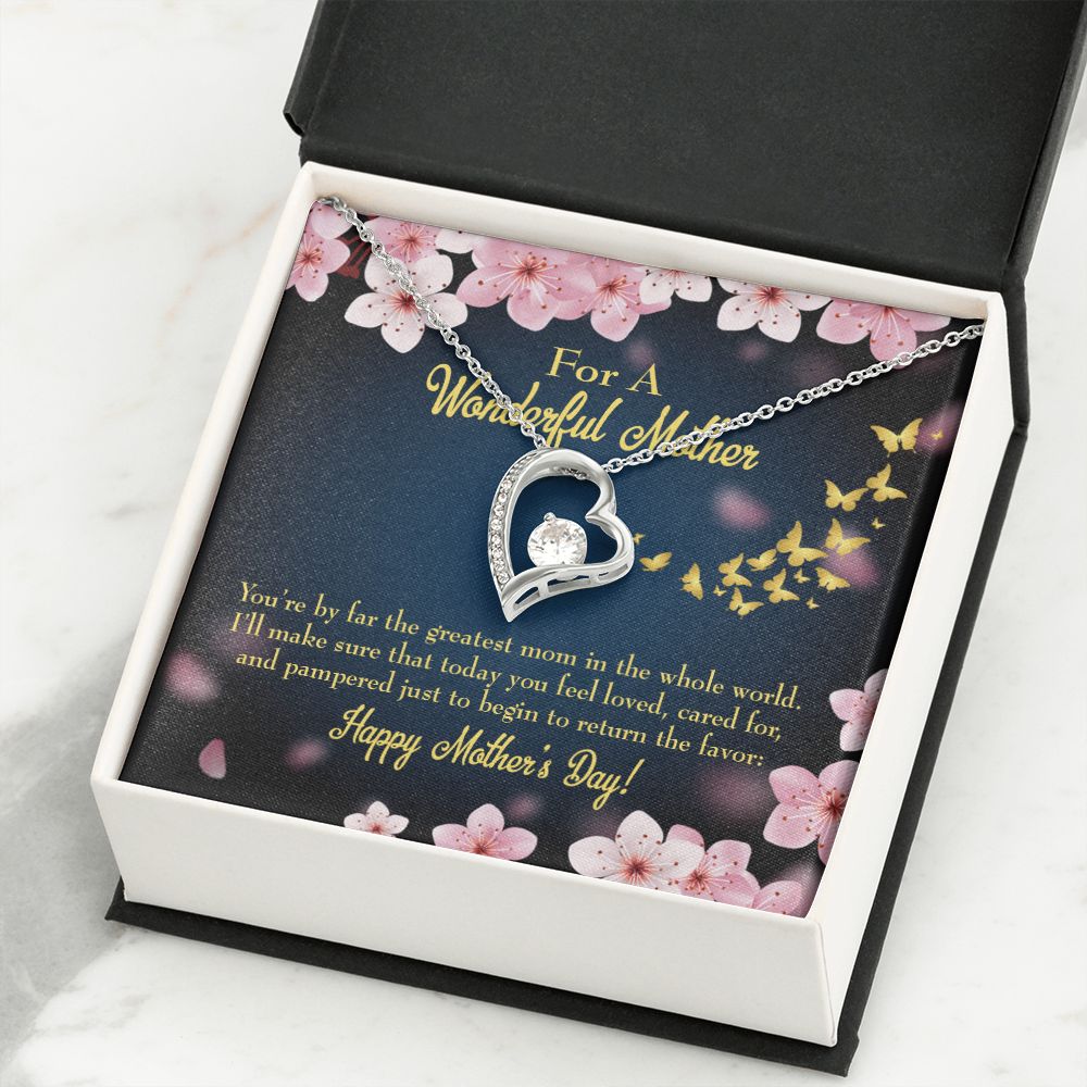 To Mom Pampered Forever Necklace w Message Card-Express Your Love Gifts