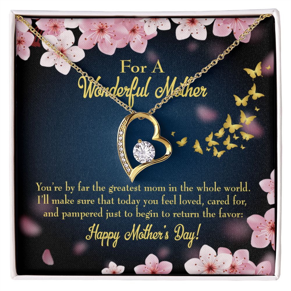 To Mom Pampered Forever Necklace w Message Card-Express Your Love Gifts