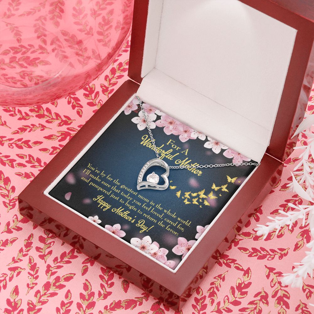 To Mom Pampered Forever Necklace w Message Card-Express Your Love Gifts