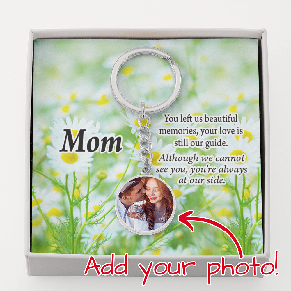 To Mom Personalized Memorial Remembrance Forever In Our Hearts Message Circle Keychain Stainless Steel or 18k Gold-Express Your Love Gifts