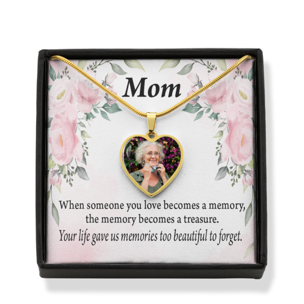 To Mom Personalized Memorial Remembrance Too Beautiful To Forget Necklace Stainless Steel Heart Pendant Necklace 18-22"-Express Your Love Gifts