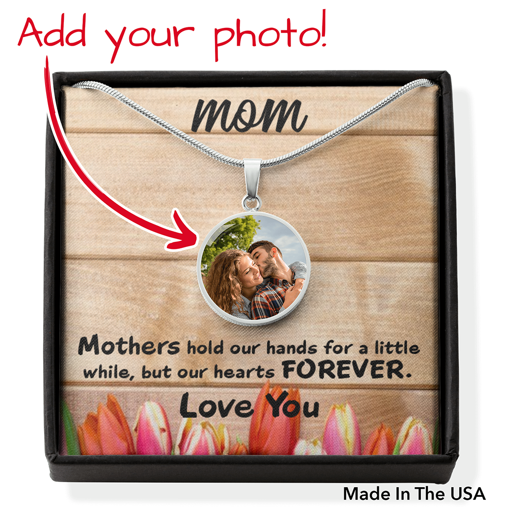 To Mom Personalized Mother Necklace Mom I Love You Message Circle Pendant Stainless Steel or 18k Gold 18-22"-Express Your Love Gifts