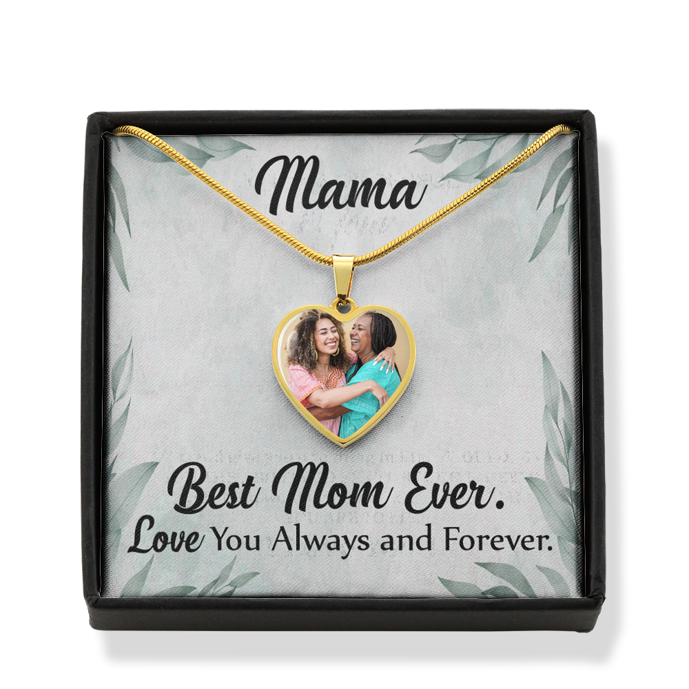 To Mom Personalized Necklace Best Mom Ever Message Heart Pendant Stainless Steel or 18k Gold 18-22"-Express Your Love Gifts