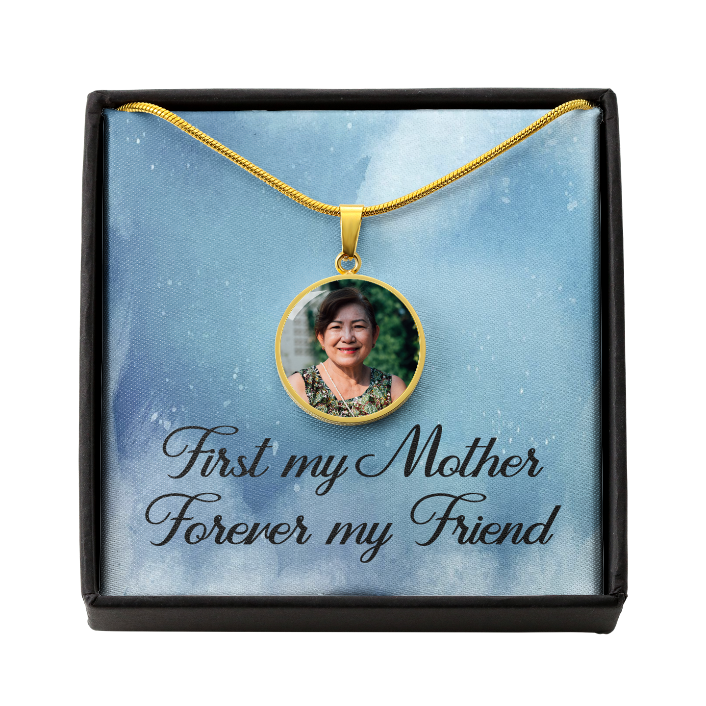 To Mom Personalized Necklace Mom Forever My Friend Message Circle Pendant Stainless Steel or 18k Gold 18-22"-Express Your Love Gifts