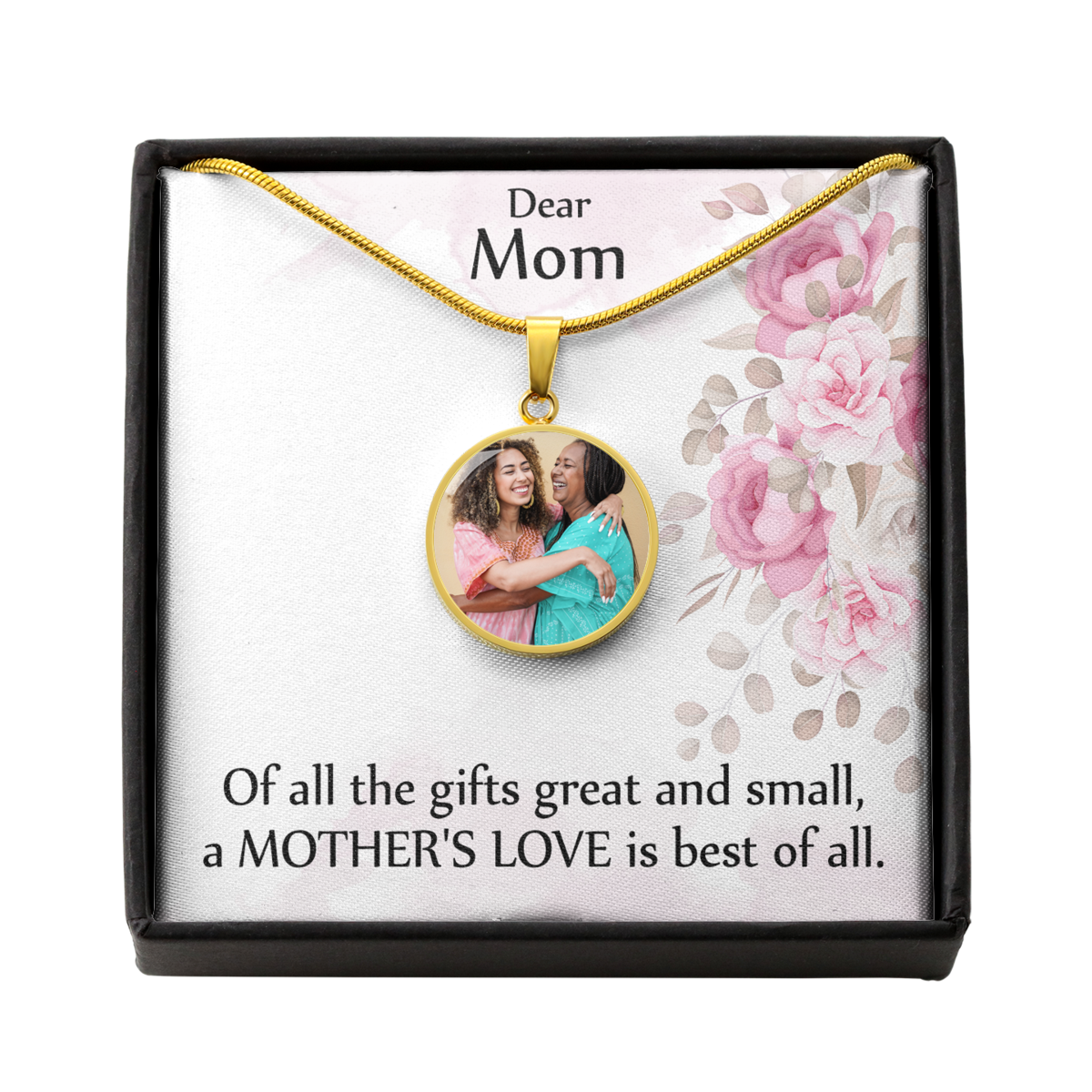 To Mom Personalized Necklace Mother's Love Message Circle Pendant Stainless Steel or 18k Gold 18-22"-Express Your Love Gifts