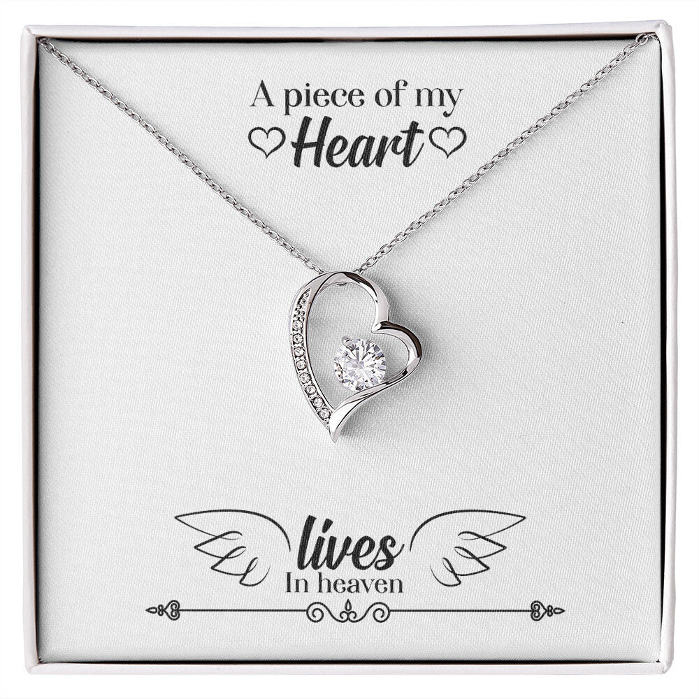 To Mom Remembrance Message A Piece of My Heart Lives in Heaven Forever Necklace w Message Card-Express Your Love Gifts