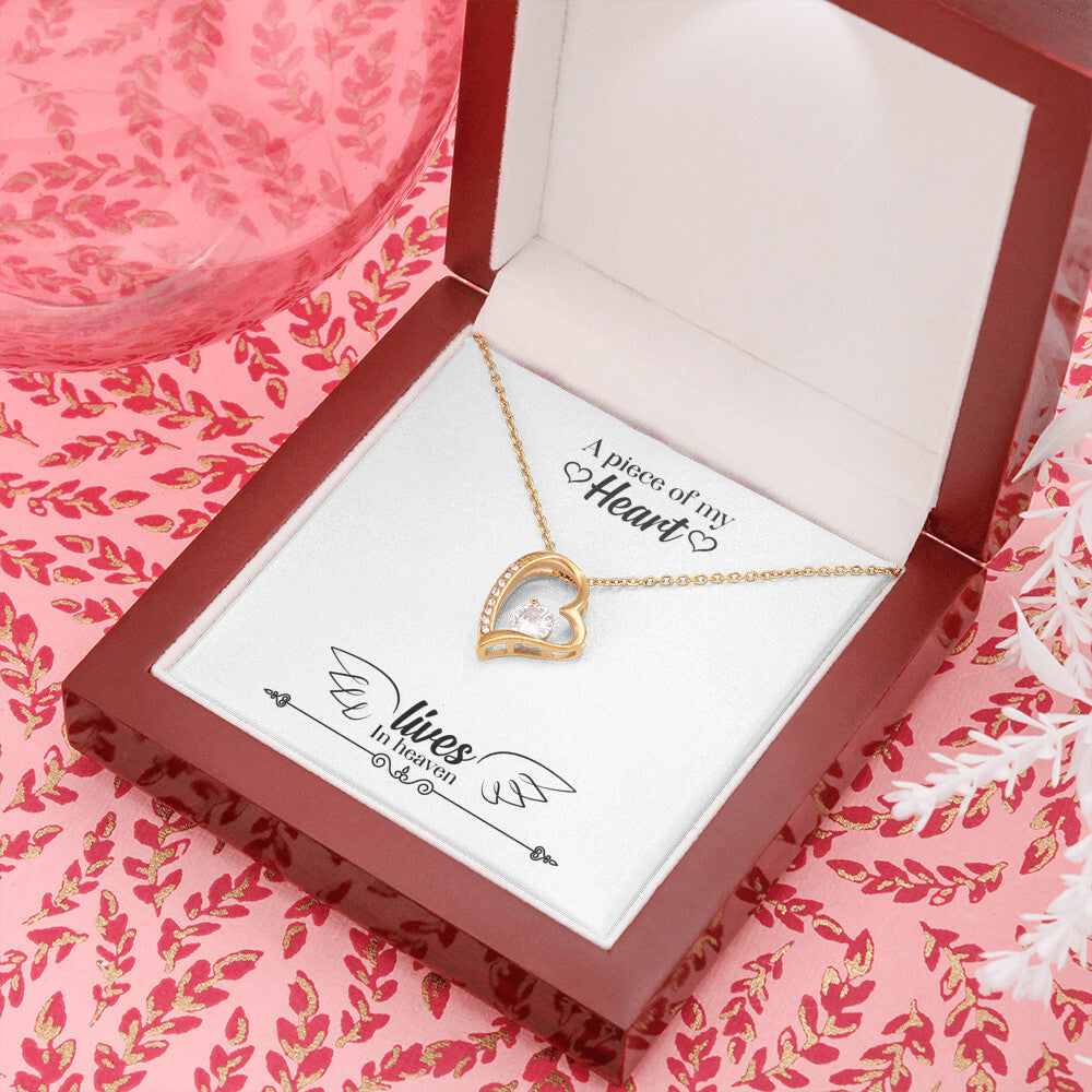 To Mom Remembrance Message A Piece of My Heart Lives in Heaven Forever Necklace w Message Card-Express Your Love Gifts