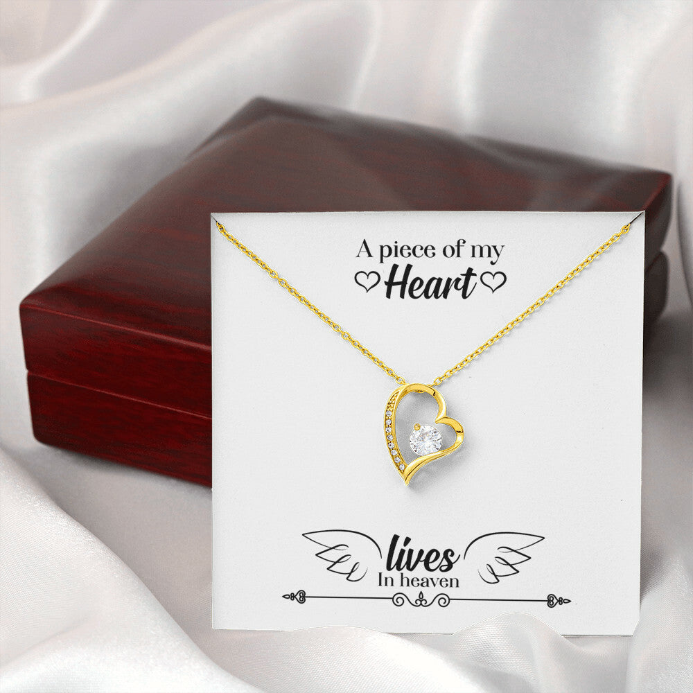 To Mom Remembrance Message A Piece of My Heart Lives in Heaven Forever Necklace w Message Card-Express Your Love Gifts