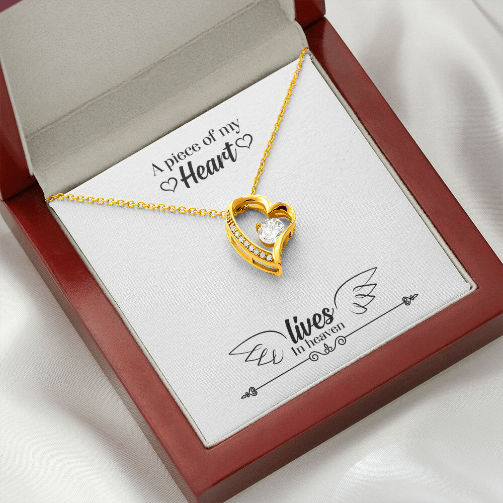 To Mom Remembrance Message A Piece of My Heart Lives in Heaven Forever Necklace w Message Card-Express Your Love Gifts